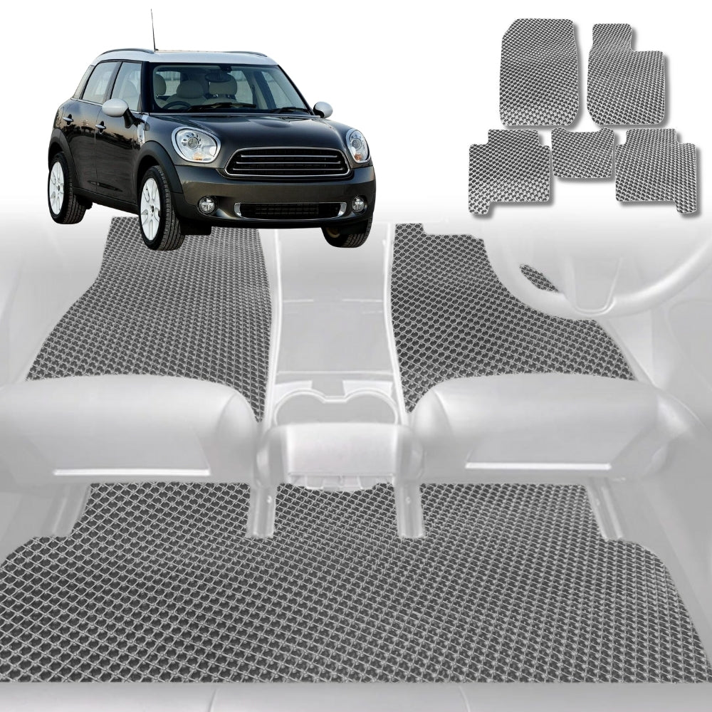 6D Diamond Car Floor Mats for MINI Countryman (R60)2010-2017-Full Set-Grey-Outback GT