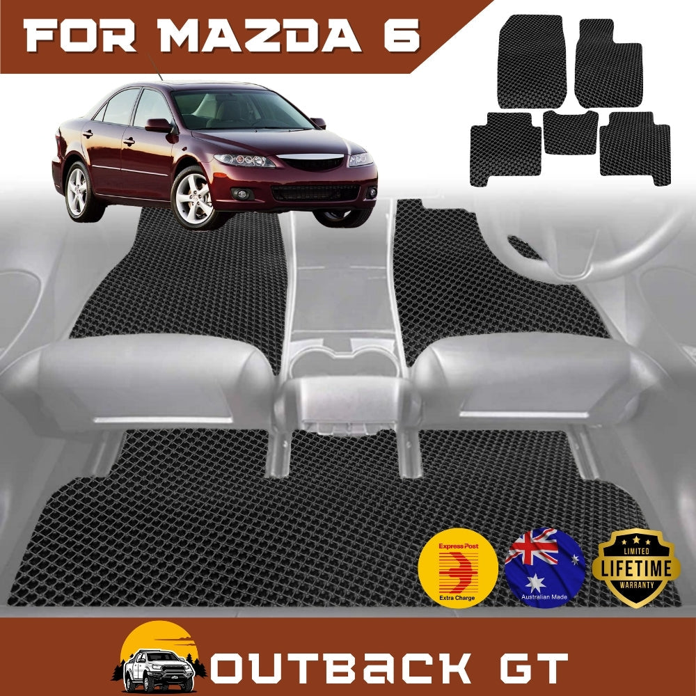 6D Diamond Car Floor Mats for Mazda 6 2002-2008 Full Set | Heavy Duty Carpet Liner