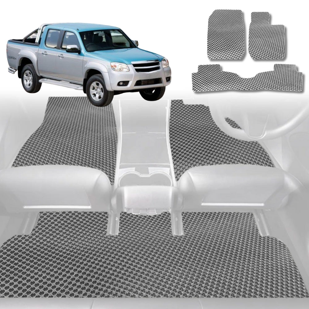 6D Diamond Car Floor Mats for Mazda BT-50 (J97M)2006-2011-Full Set-Grey-Outback GT