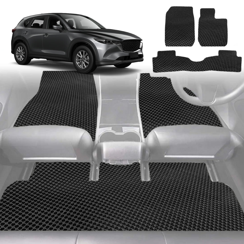 6D Diamond Car Floor Mats for Mazda CX-5 2017-Current-Full Set-Black-Outback GT