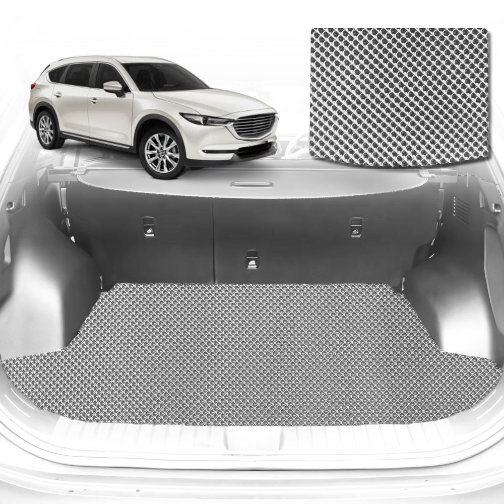 6D Diamond Car Boot Mat for Mazda CX-8 (KG)2018-Current-Cargo Mat-Grey-Outback GT