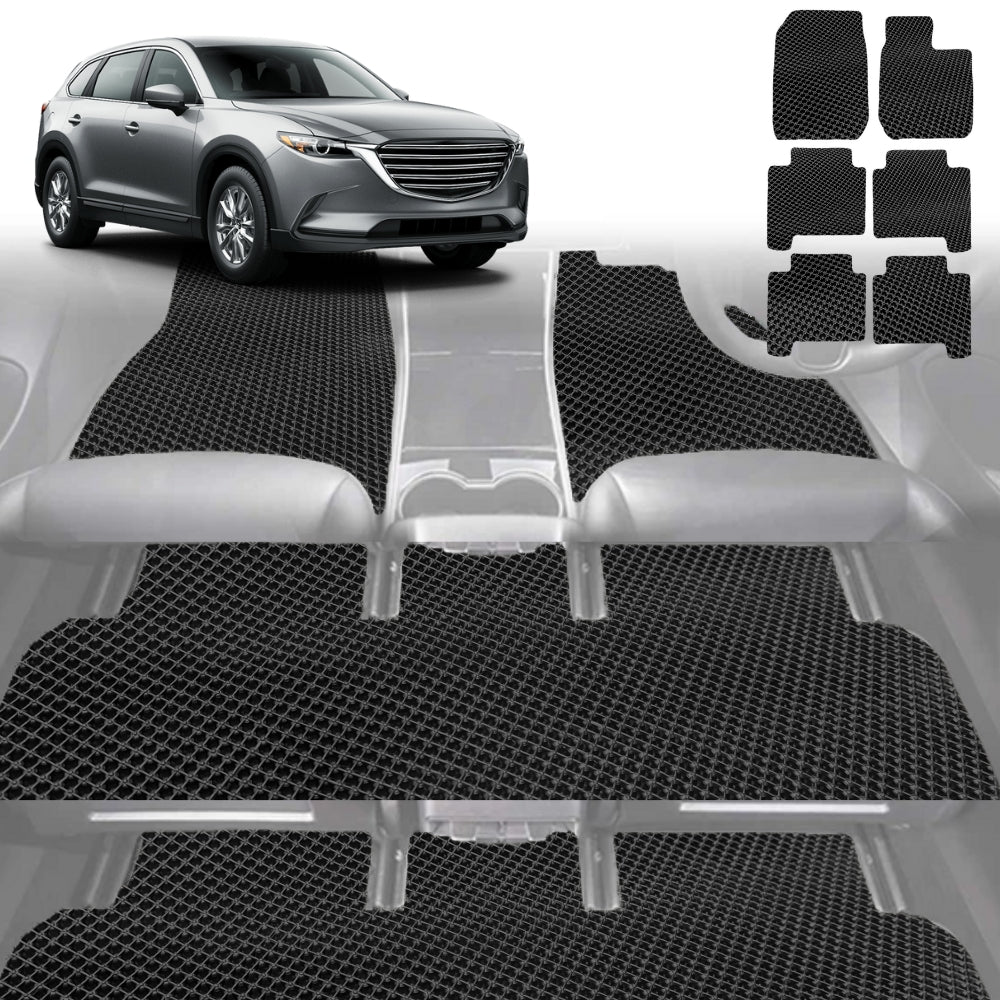 6D Diamond Car Floor Mats for Mazda CX-9 2007-2016-Ultimate Set-Black-Outback GT