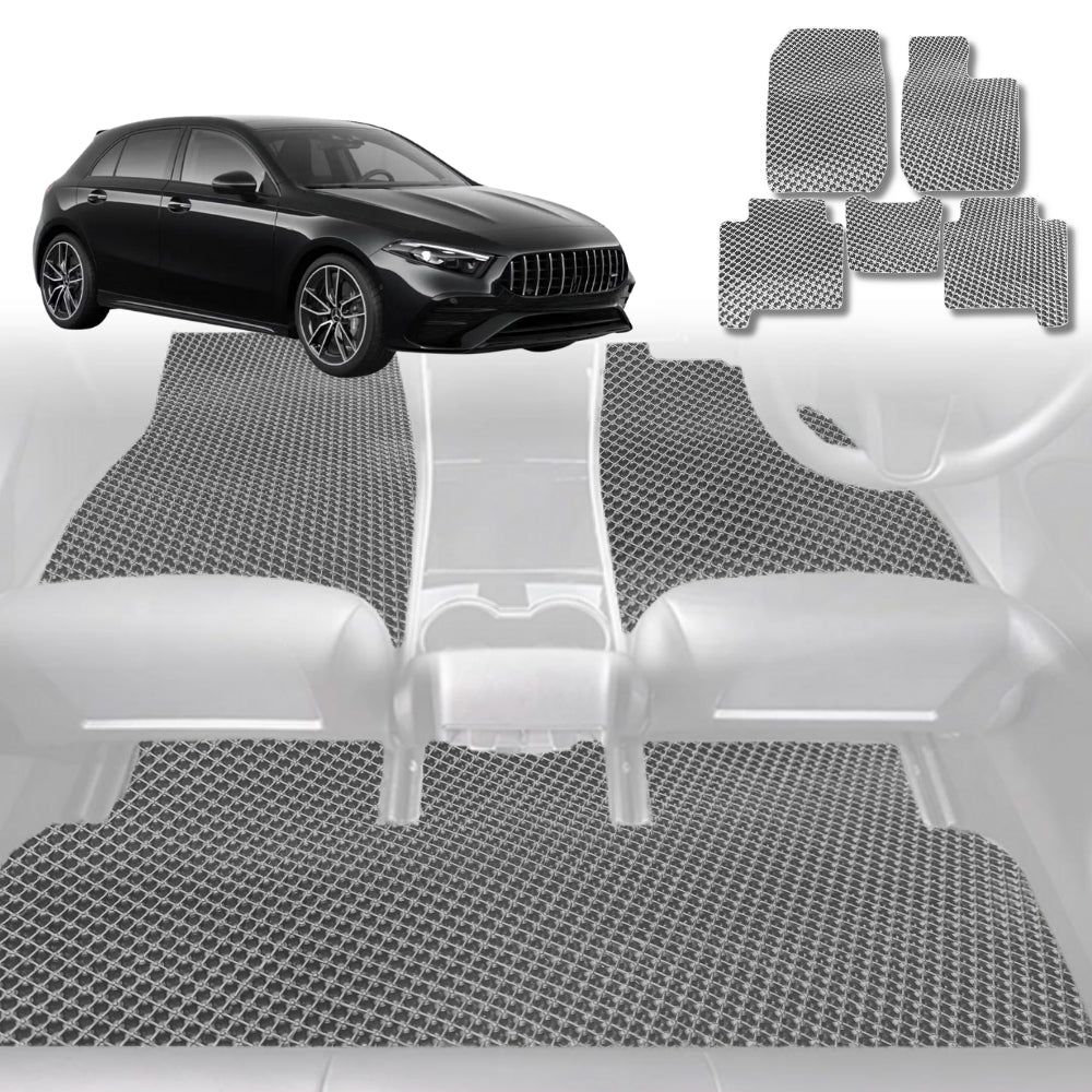 6D Diamond Car Floor Mats for Mercedes-Benz A-Class (W177)2018-Current-Full Set-Grey-Outback GT