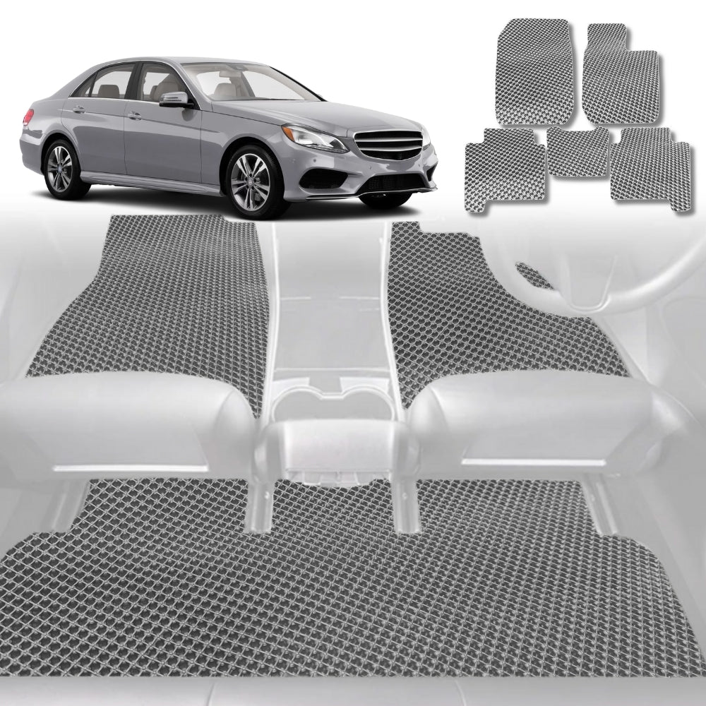 6D Diamond Car Floor Mats for Mercedes-Benz E-Class Sedan (W212)2009-2016-Full Set-Grey-Outback GT