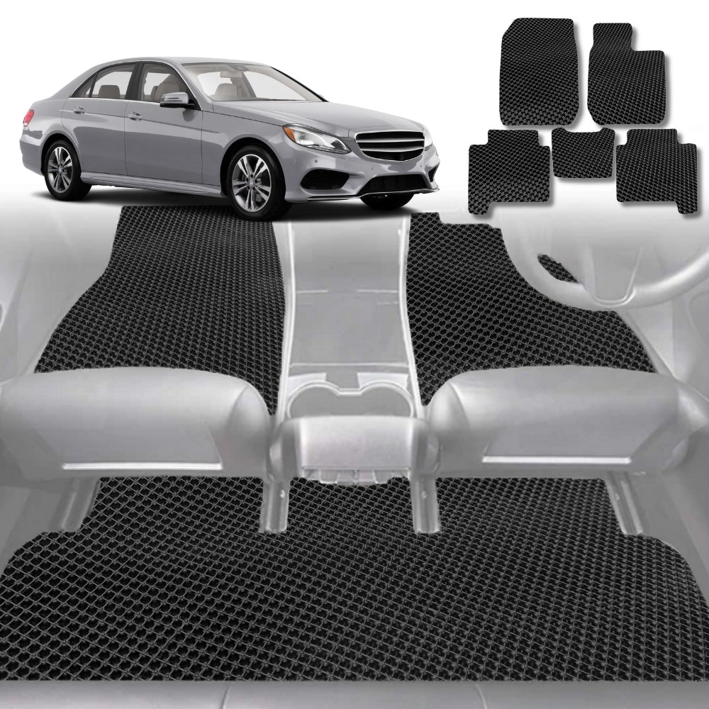 6D Diamond Car Floor Mats for Mercedes-Benz E-Class Sedan (W212)2009-2016-Full Set-Black-Outback GT