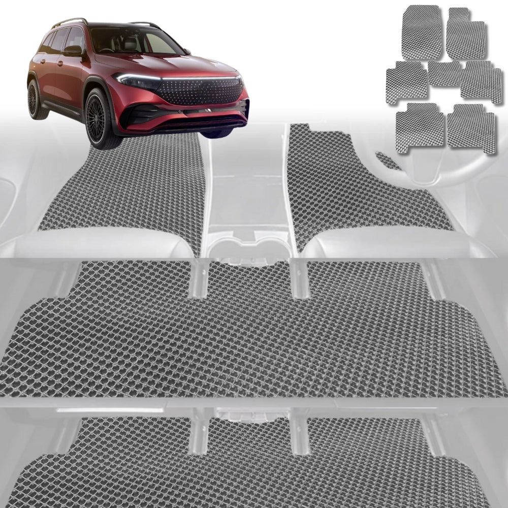 6D Diamond Car Floor Mats for Mercedes-Benz EQB SUV (X243)2022-Current-Ultimate Set-Grey-Outback GT