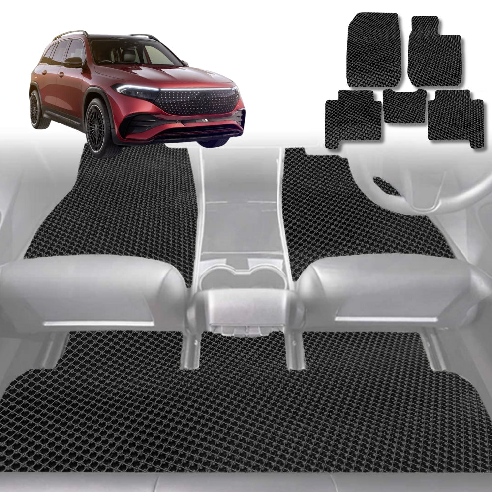 6D Diamond Car Floor Mats for Mercedes-Benz EQB SUV (X243)2022-Current-Ultimate Set-Black-Outback GT