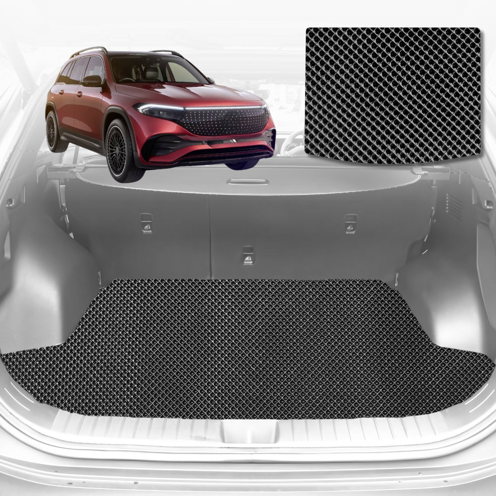 6D Diamond Car Boot Mat for Mercedes-Benz EQB SUV (X243)2022-Current-(3rd Row seats up/7 seater)-Cargo Mat-Black-Outback GT