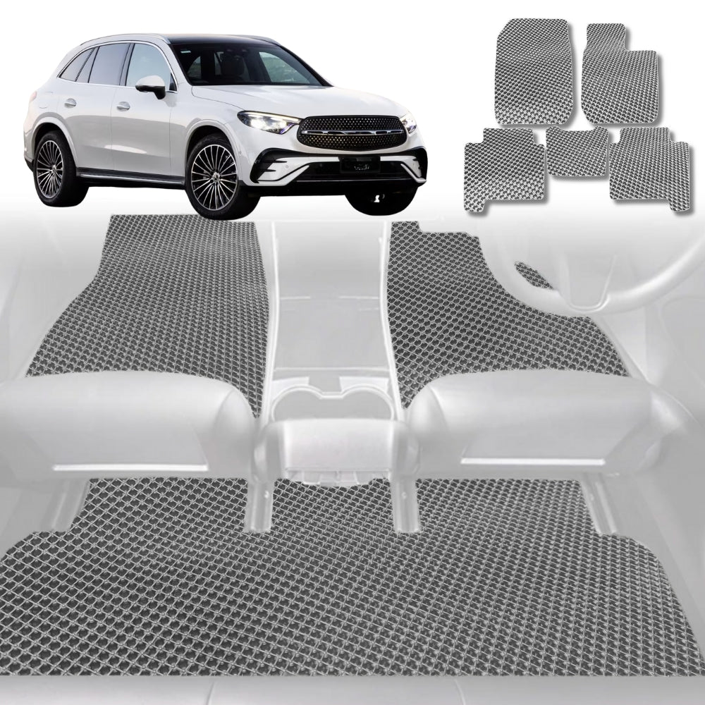 6D Diamond Car Floor Mats for Mercedes-Benz GLC 2015-2022-Full Set-Grey-Outback GT