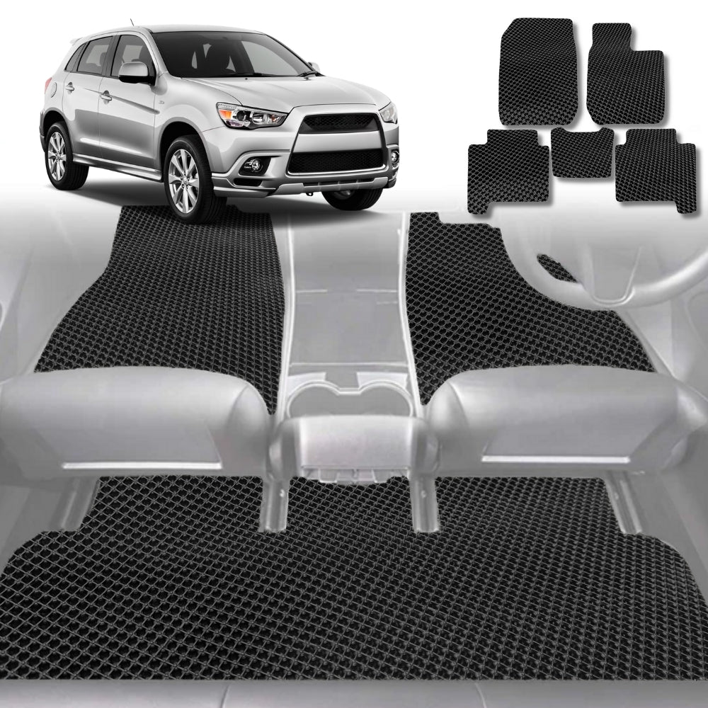 6D Diamond Car Floor Mats for Mitsubishi ASX 2010-Current-Full Set-Black-Outback GT