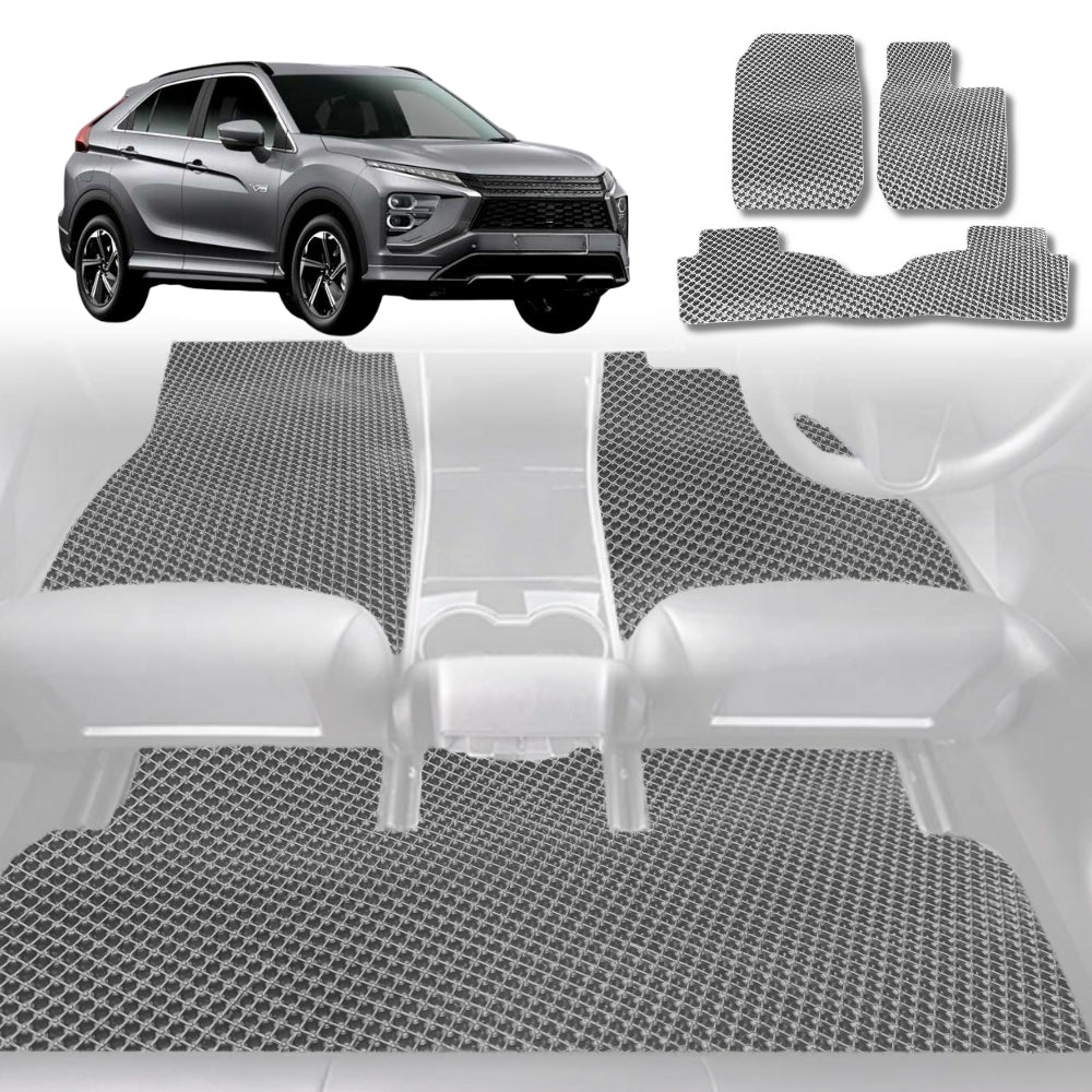 6D Diamond Car Floor Mats for Mitsubishi Eclipse Cross 2017-Current-Full Set-Grey-Outback GT