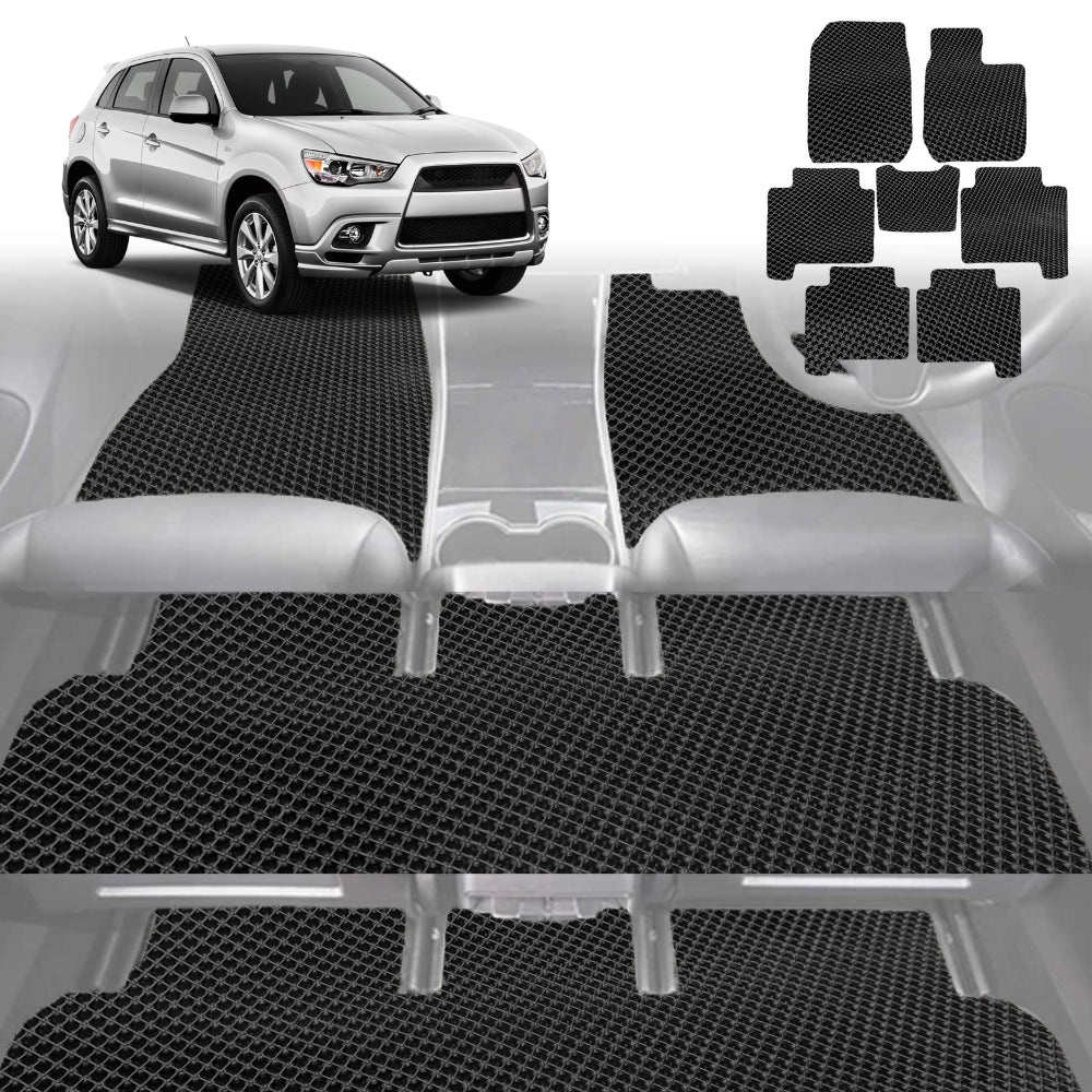 6D Diamond Car Floor Mats for Mitsubishi Outlander 2006-2012-Full Set-Black-Outback GT