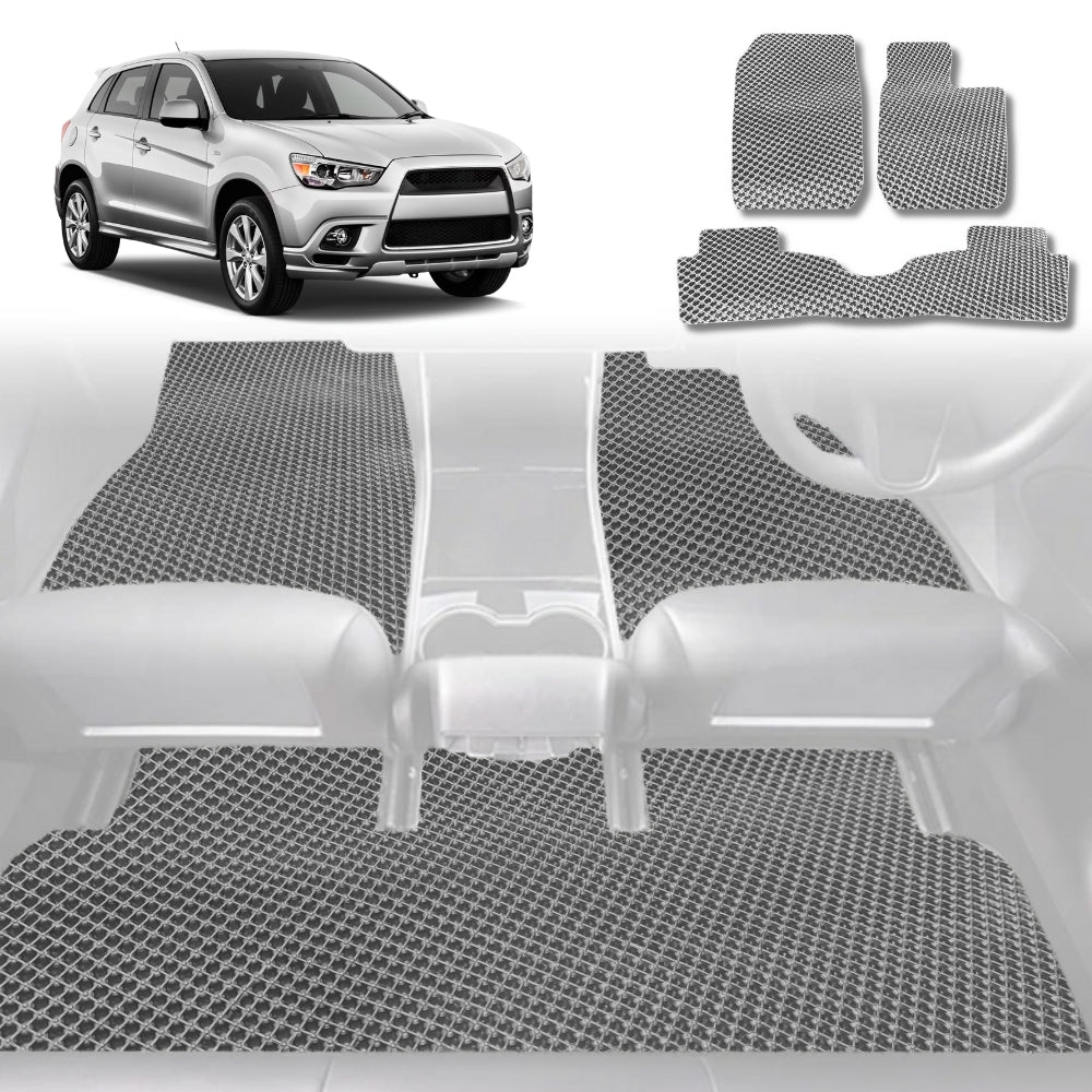 6D Diamond Car Floor Mats for Mitsubishi Outlander 2006-2012-Full Set-Grey-Outback GT