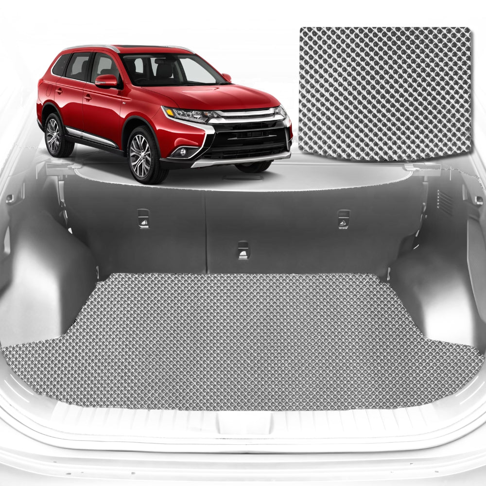 6D Diamond Car Boot Mat for Mitsubishi Outlander (ZJ/ZK/ZL)2012-2018-Cargo Mat-Grey-Outback GT