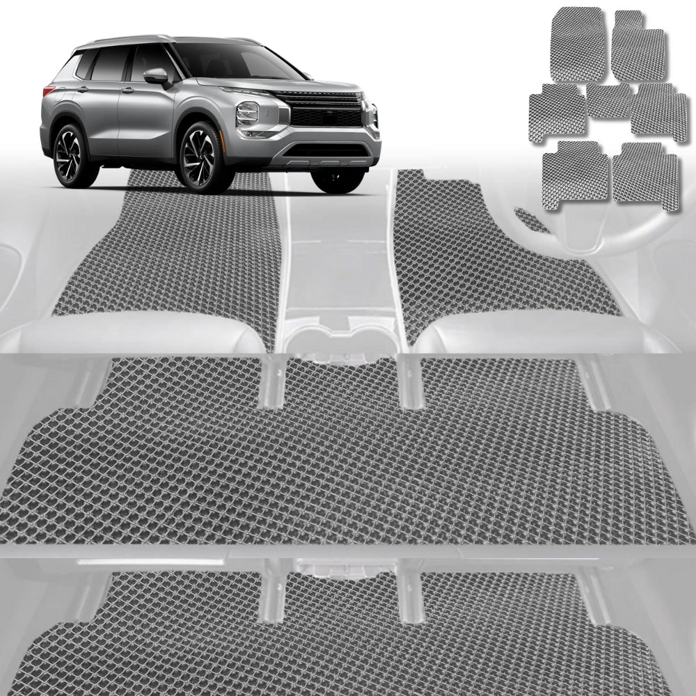 6D Diamond Car Floor Mats for Mitsubishi Outlander 2022-Current-Ultimate Set-Grey-Outback GT