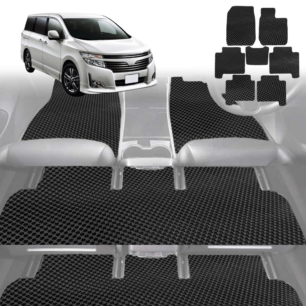 6D Diamond Car Floor Mats for Nissan Elgrand 2002-2010-Ultimate Set-Black-Outback GT