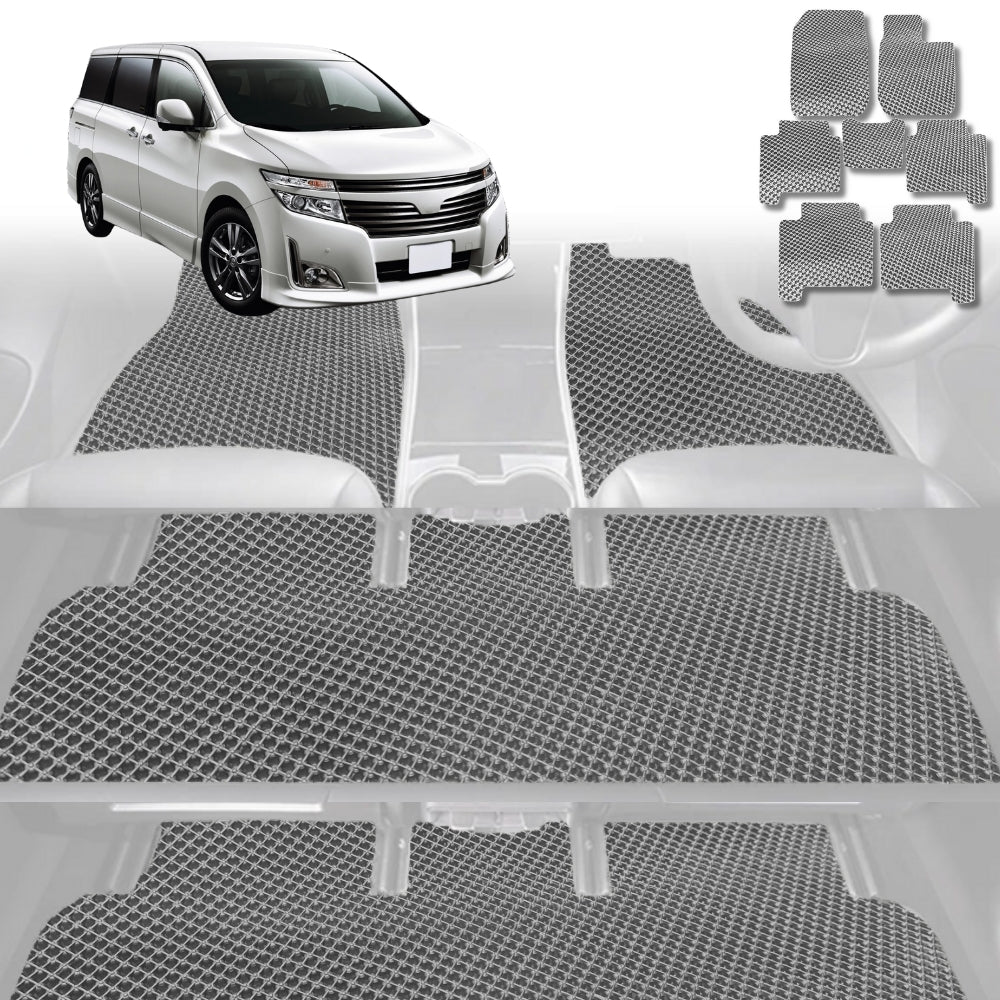 6D Diamond Car Floor Mats for Nissan Elgrand 2002-2010-Ultimate Set-Grey-Outback GT
