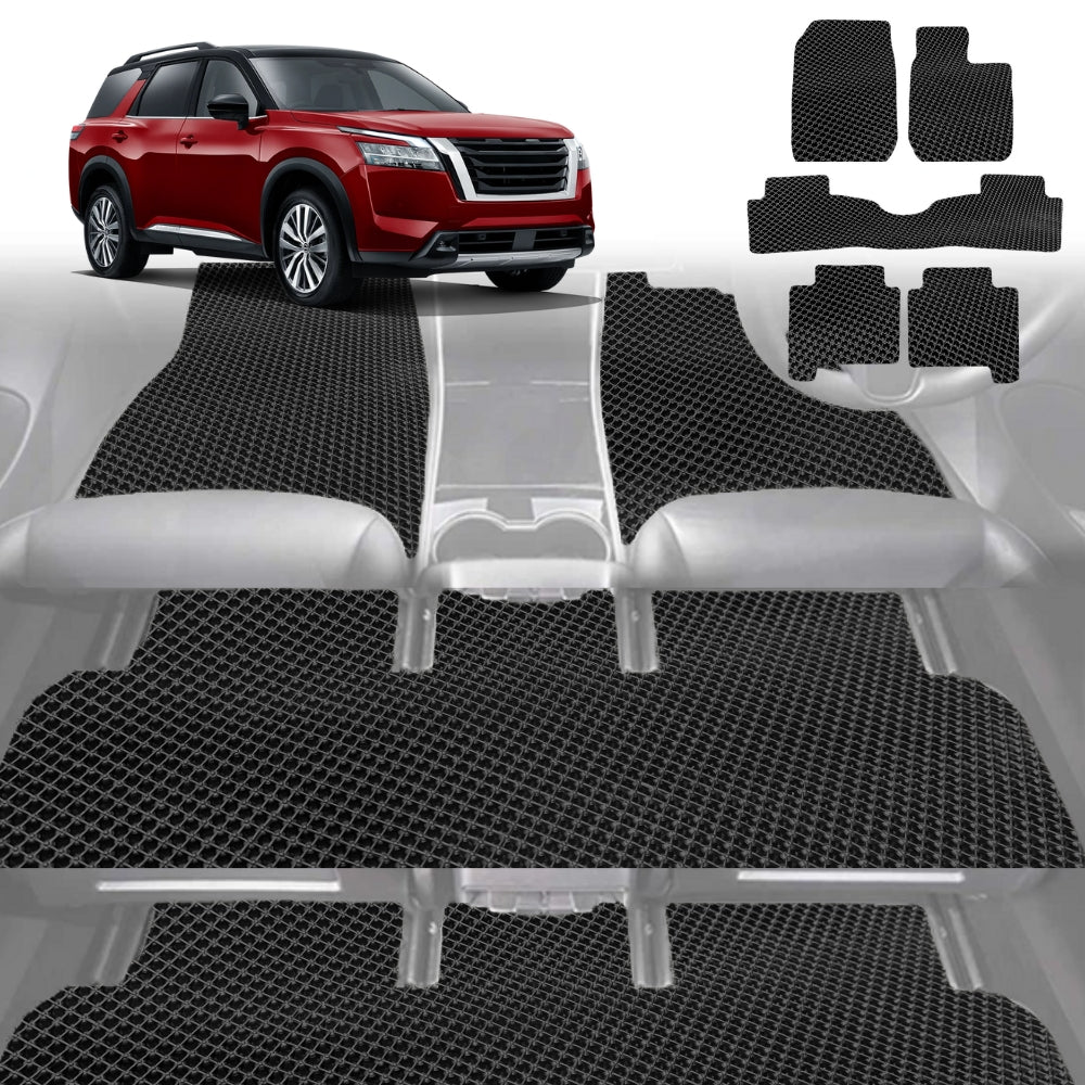 6D Diamond Car Floor Mats for Nissan Pathfinder 2013-2021-Ultimate Set-Black-Outback GT