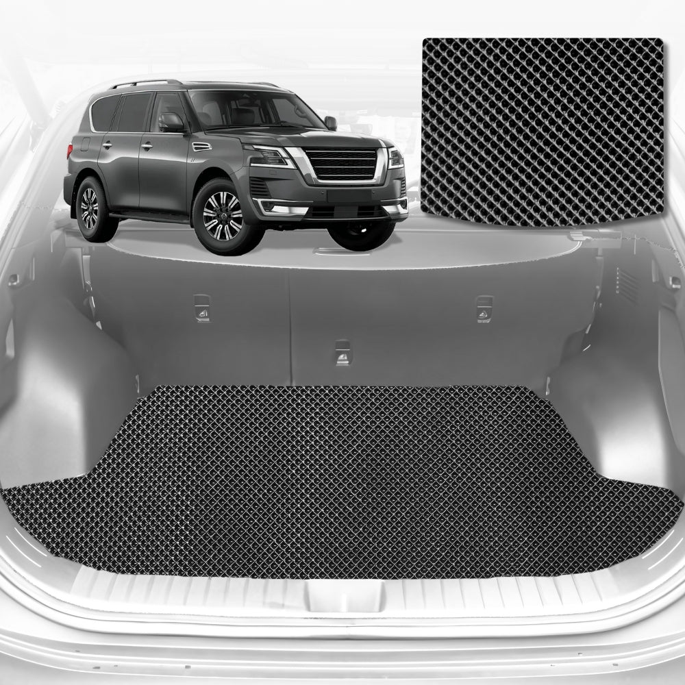 6D Diamond Car Boot Mat for Nissan Patrol Y62 (Y62)2013-Current-Cargo Mat-Black-Outback GT
