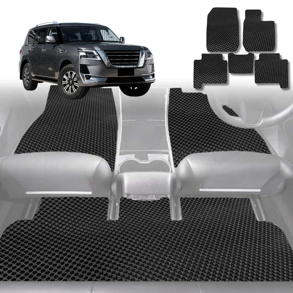 6D Diamond Car Floor Mats for Nissan Patrol Y62 (Y62)2013-Current-Ultimate Set-Black-Outback GT