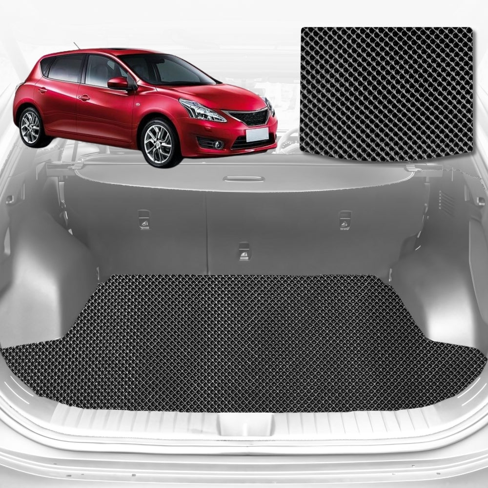 6D Diamond Car Boot Mat for Nissan Tiida C112006-2013-Hatch-Cargo Mat-Black-Outback GT