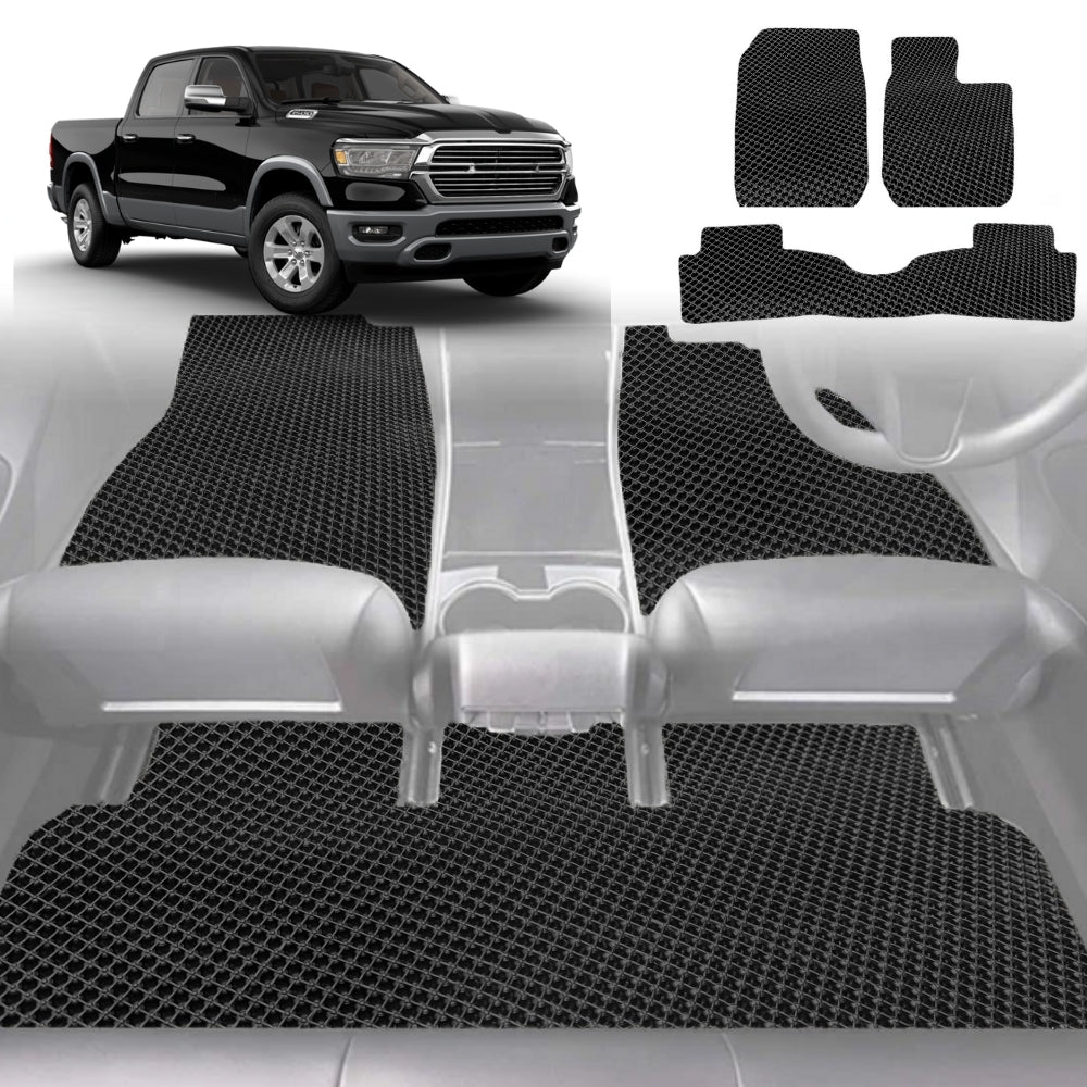 6D Diamond Car Floor Mats for RAM 1500 Laramie 2019-Current-Full Set-Black-Outback GT