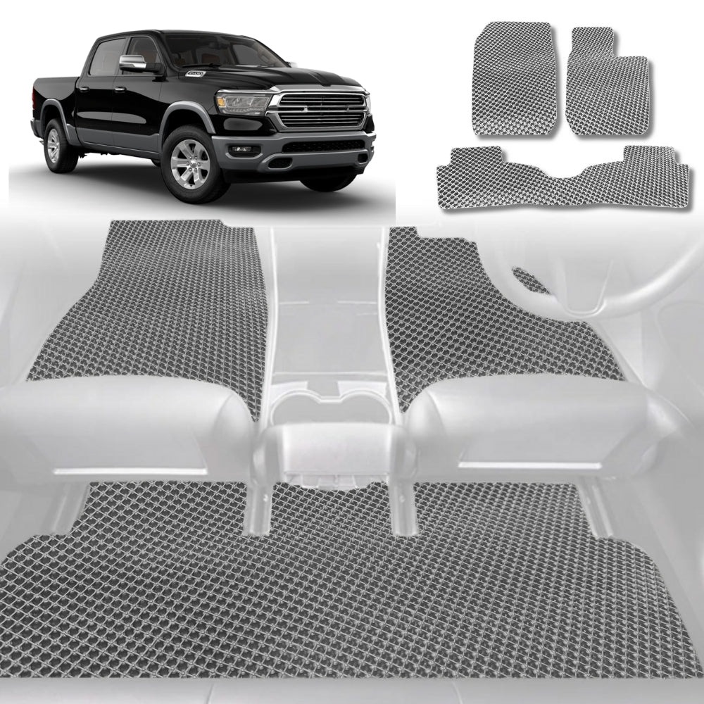 6D Diamond Car Floor Mats for RAM 1500 Laramie 2019-Current-Full Set-Grey-Outback GT