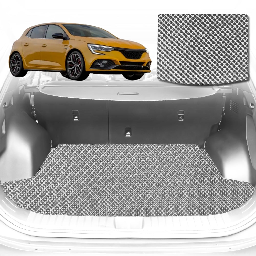 6D Diamond Car Boot Mat for Renault Megane R.S.2017-Current-Hatch-Cargo Mat-Grey-Outback GT