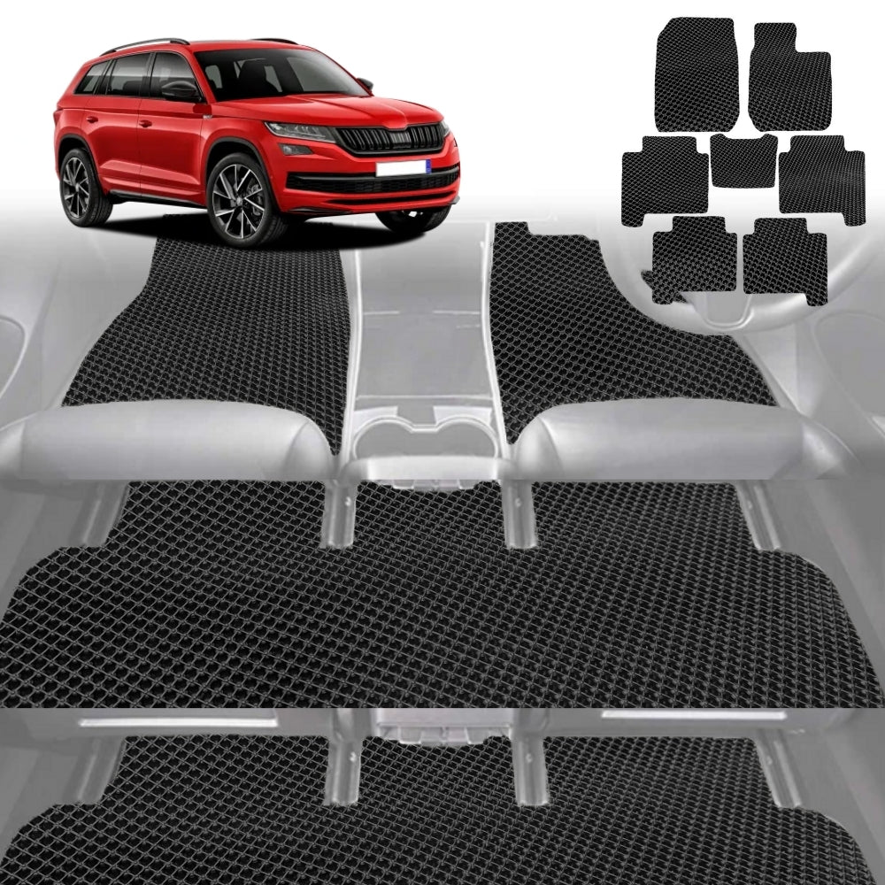 6D Diamond Car Floor Mats for Skoda Kodiaq 2017-Current-Ultimate Set-Black-Outback GT