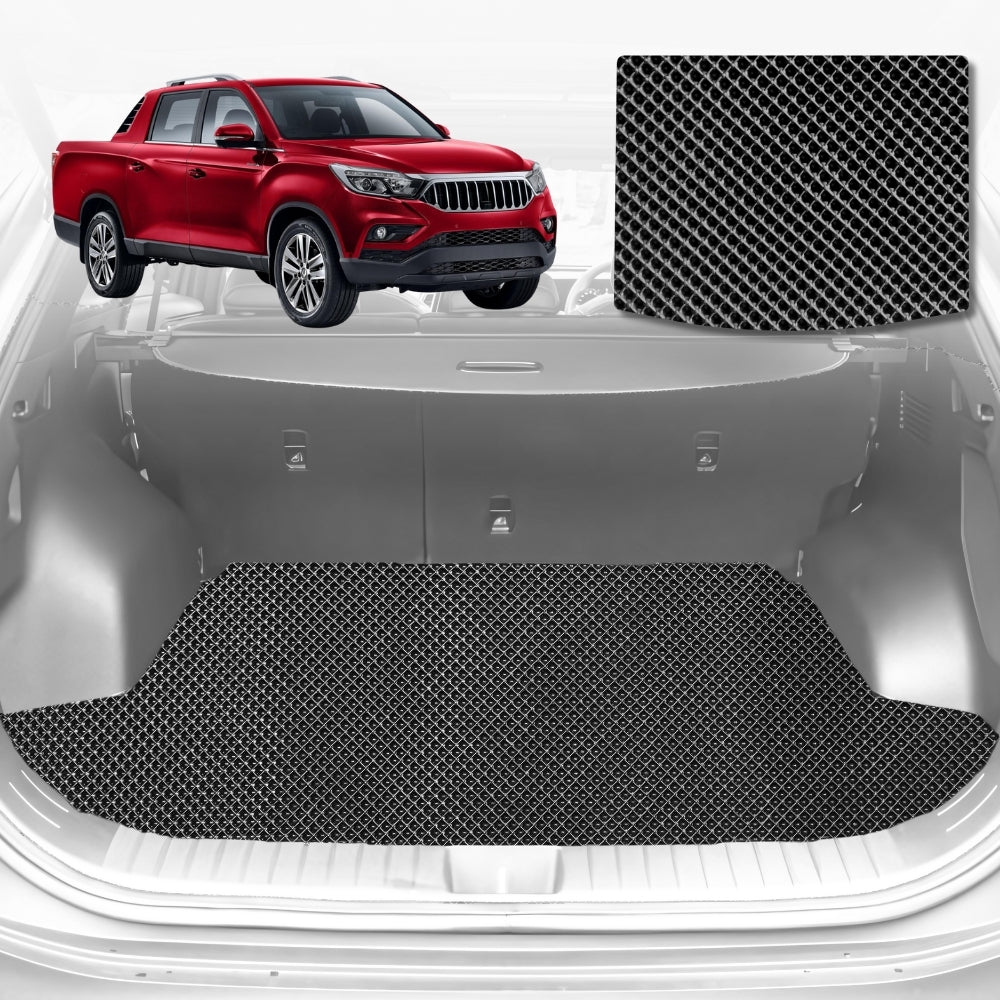 6D Diamond Car Boot Mat for SsangYong Musso Q2002018-Current-Cargo Mat-Black-Outback GT