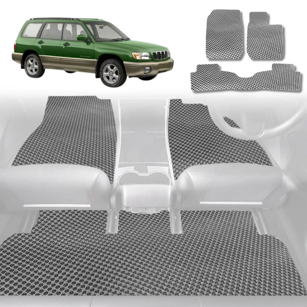 6D Diamond Car Floor Mats for Subaru Forester 2002-2008-Full Set-Grey-Outback GT