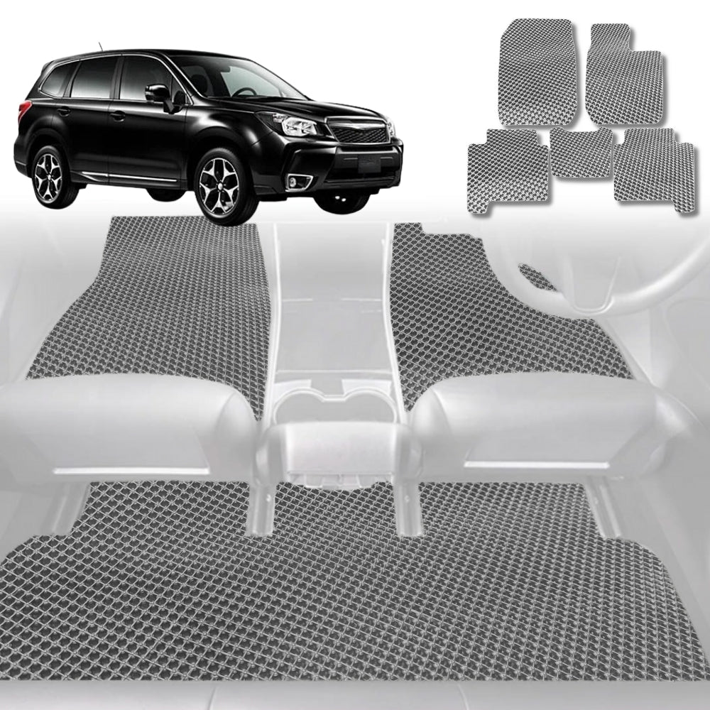 6D Diamond Car Floor Mats for Subaru Forester 2013-2018-Full Set-Grey-Outback GT
