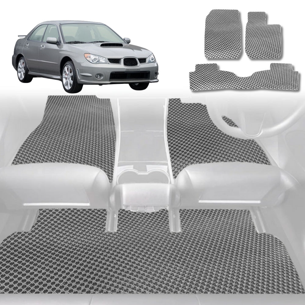 6D Diamond Car Floor Mats for Subaru Impreza 2000-2007-Full Set-Grey-Outback GT