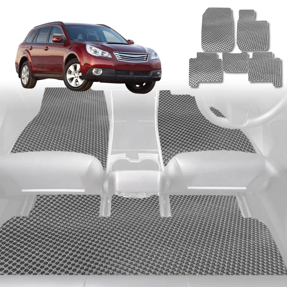 6D Diamond Car Floor Mats for Subaru Outback 2009-2014-Full Set-Grey-Outback GT
