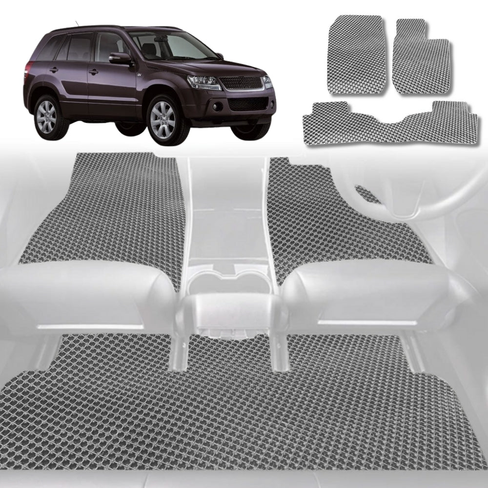 6D Diamond Car Floor Mats for Suzuki Grand Vitara 2005-2015-Full Set-Grey-Outback GT