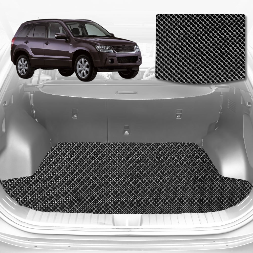 6D Diamond Car Boot Mat for Suzuki Grand Vitara (5-Door) SQ, JT2005-2015-Cargo Mat-Black-Outback GT