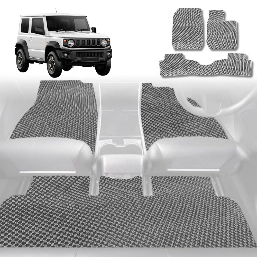 6D Diamond Car Floor Mats for Suzuki Jimny 1998-2018-Full Set-Grey-Outback GT