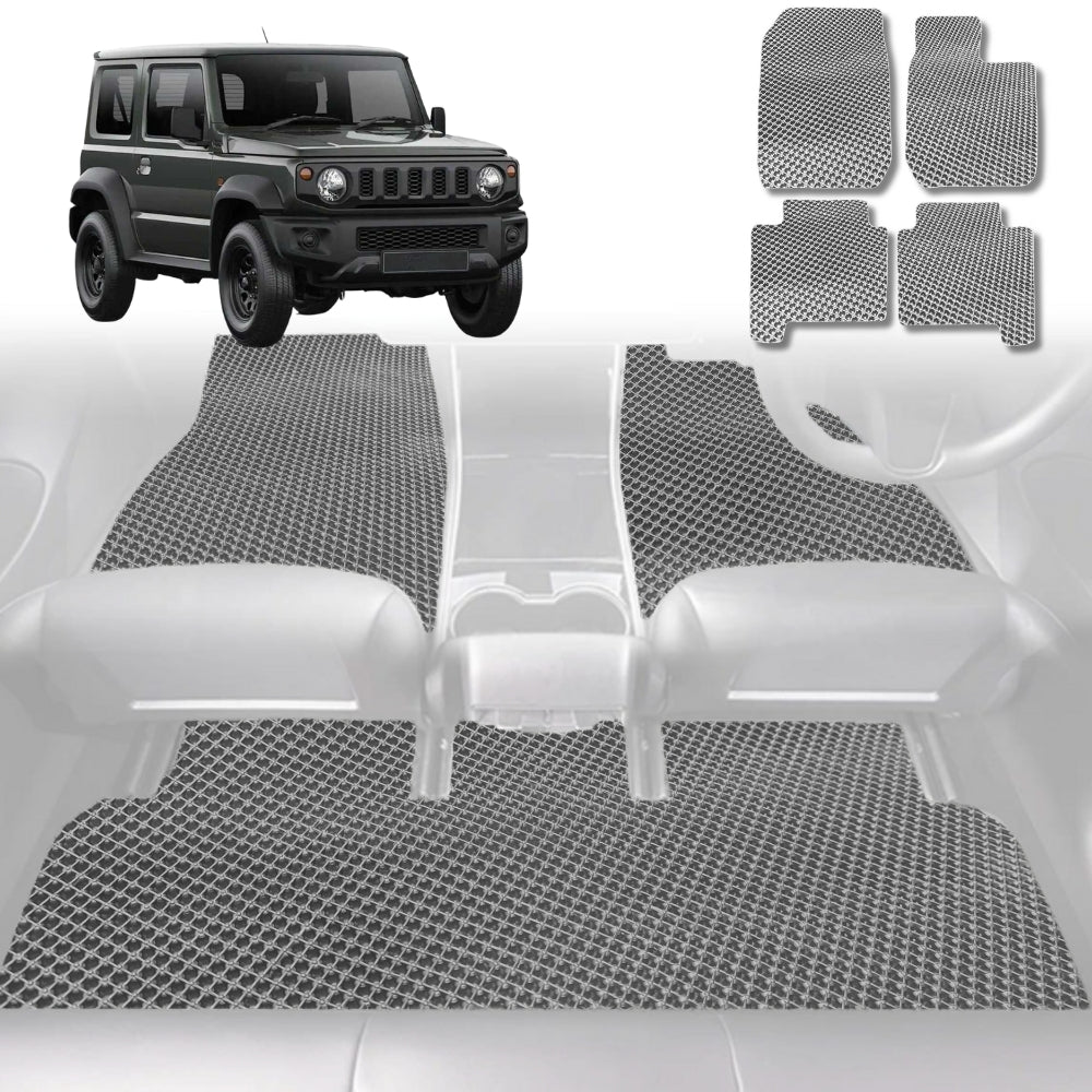 6D Diamond Car Floor Mats for Suzuki Jimny 2018-Current Auto-Full Set-Grey-Outback GT