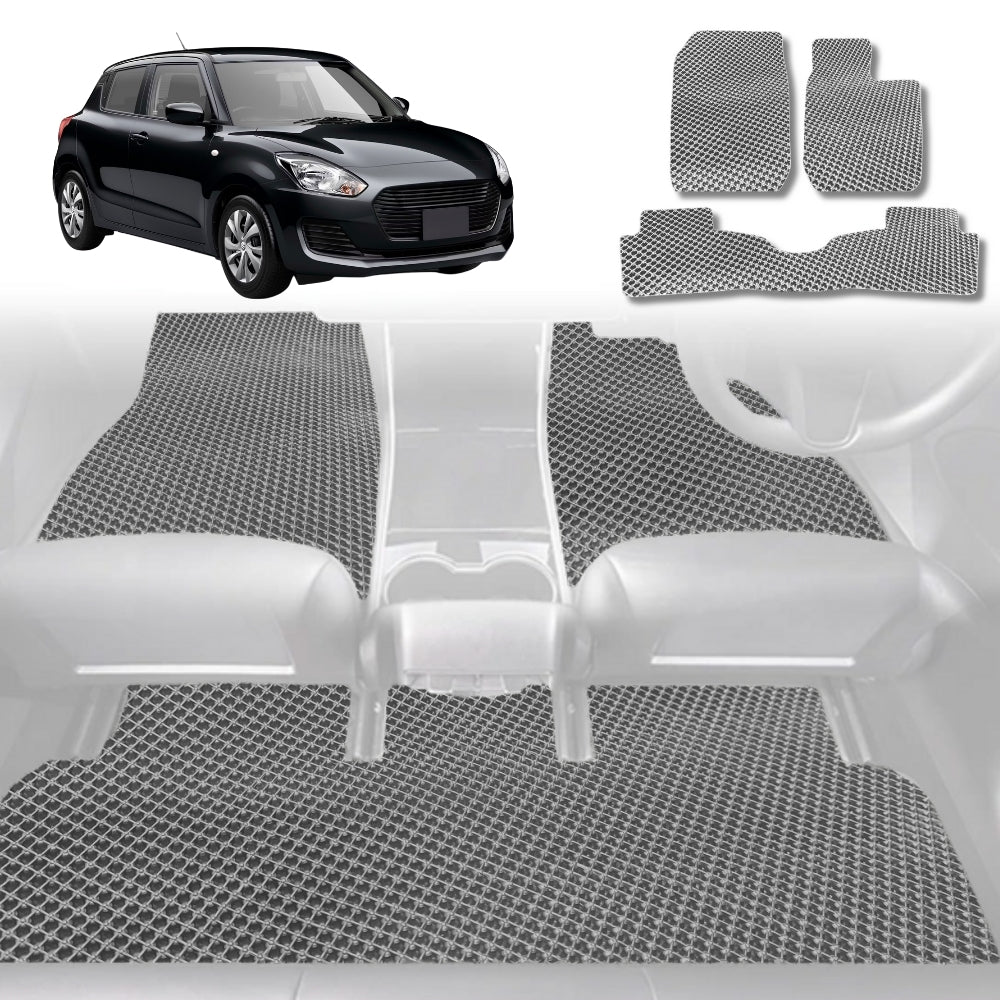 6D Diamond Car Floor Mats for Suzuki Swift 2017-Current-Full Set-Grey-Outback GT