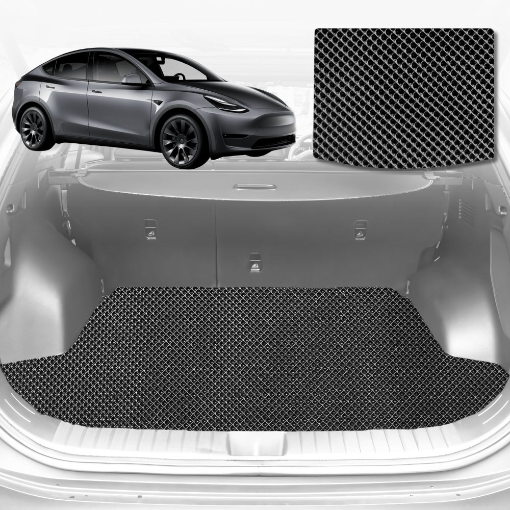 6D Diamond Car Boot Mat for Tesla Model Y 2022-Current-upper+lower+frunk-Cargo Mat-Black-Outback GT