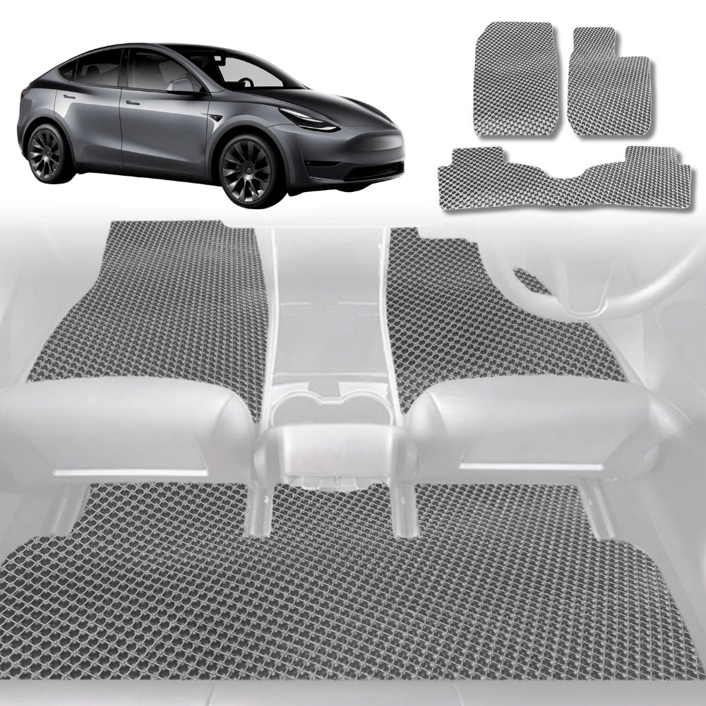 6D Diamond Car Floor Mats for Tesla Model Y 2022-Current-Full Set-Grey-Outback GT