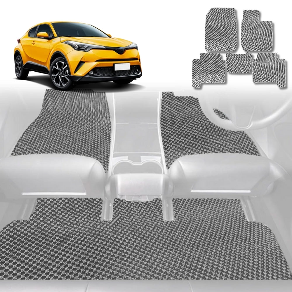 6D Diamond Car Floor Mats for Toyota C-HR 2017-Current-Full Set-Grey-Outback GT