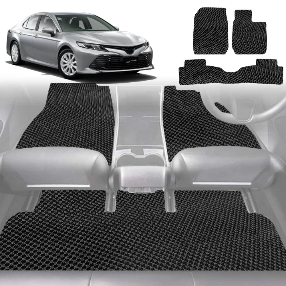 6D Diamond Car Floor Mats for Toyota Camry 2018-Current-Full Set-Black-Outback GT