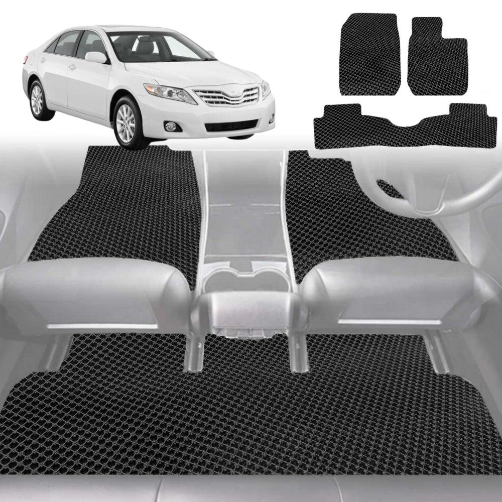 6D Diamond Car Floor Mats for Toyota Camry 2006-2011-Full Set-Black-Outback GT