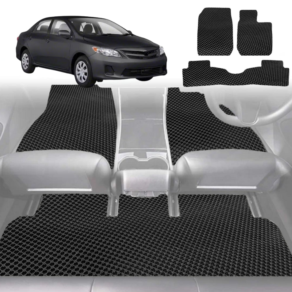 6D Diamond Car Floor Mats for Toyota Corolla 2007-2012 Hatch-Full Set-Black-Outback GT