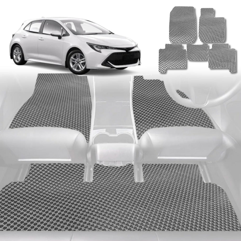 6D Diamond Car Floor Mats for Toyota Corolla 2013-2018-Full Set-Grey-Outback GT