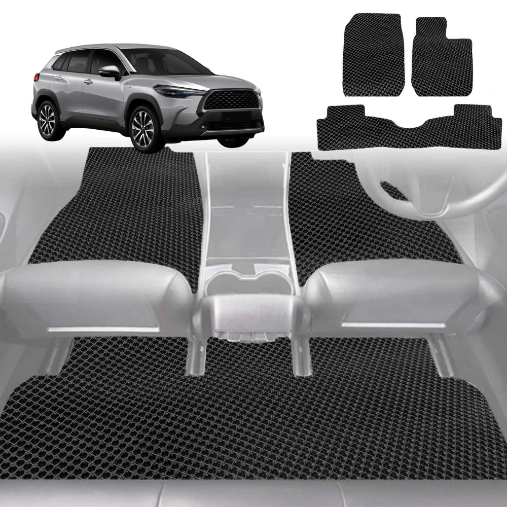 6D Diamond Car Floor Mats for Toyota Corolla Cross 2020-Current-Full Set-Black-Outback GT