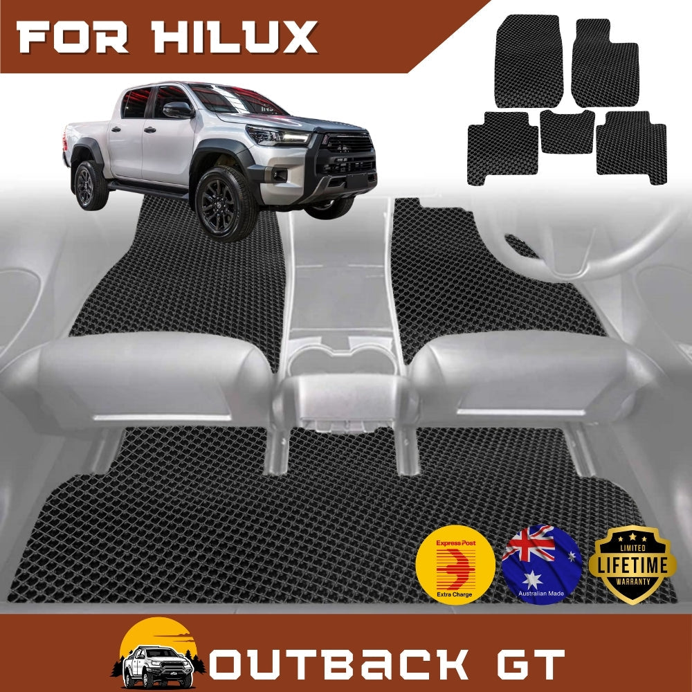 6D Diamond Car Floor Mats for Toyota Hilux Extra Cab 2015-Current Full Set | Heavy Duty Carpet Liner