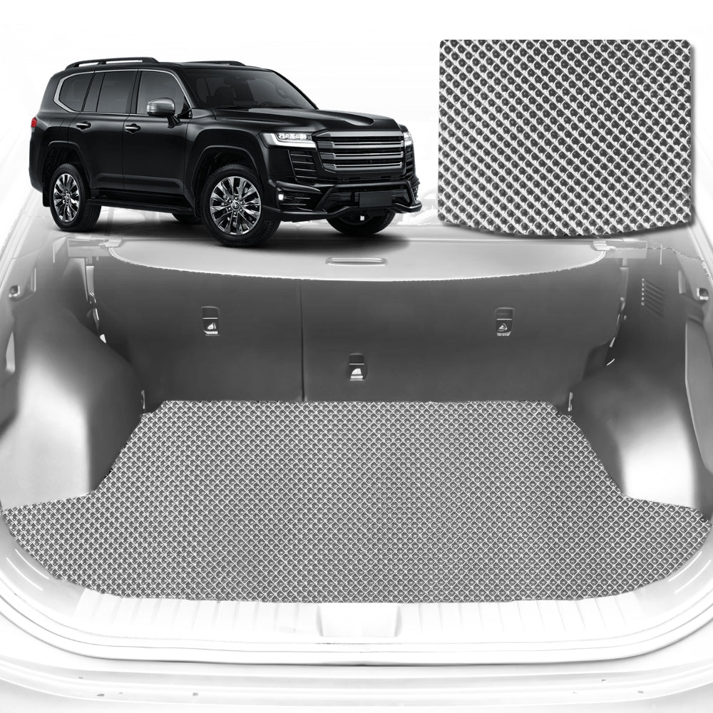 6D Diamond Car Boot Mat for Toyota LandCruiser 200 (Sahara)2012-2021-Cargo Mat-Grey-Outback GT