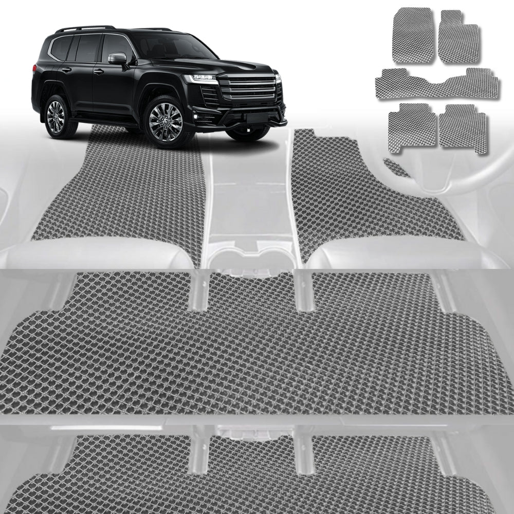 6D Diamond Car Floor Mats for Toyota LandCruiser 200 2012-2021 GX GXL-Ultimate Set-Grey-Outback GT